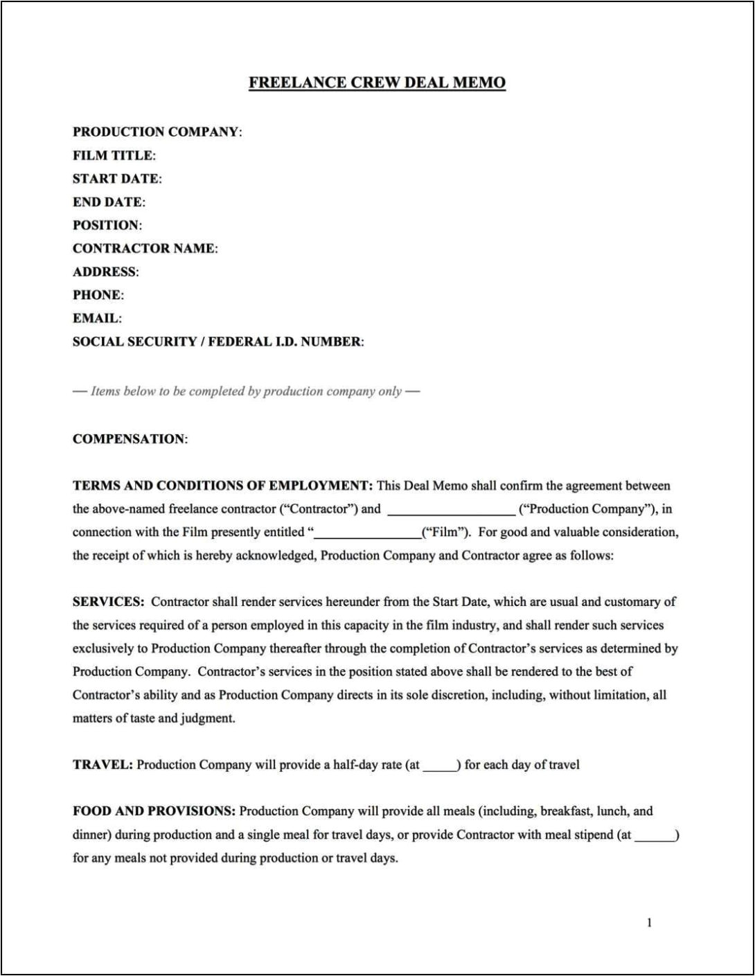 Film Crew Contract Template Film Crew Contract Template Sampletemplatess