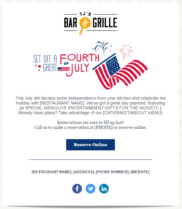 Fourth Of July Email Template July 2017 Marketing and Holiday Planning Constant