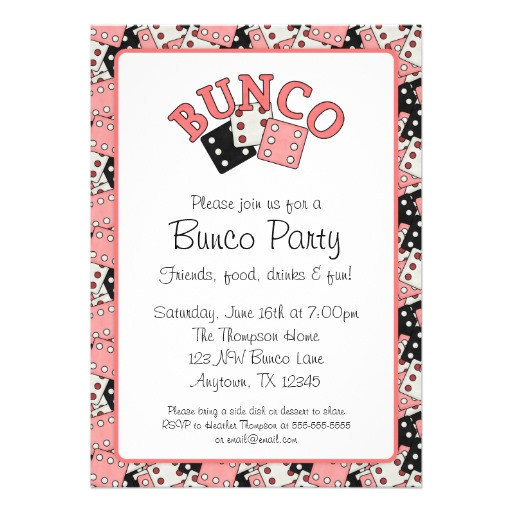 Free Bunco Flyer Template Pink and Black Bunco Party 5×7 Paper Invitation Card Zazzle