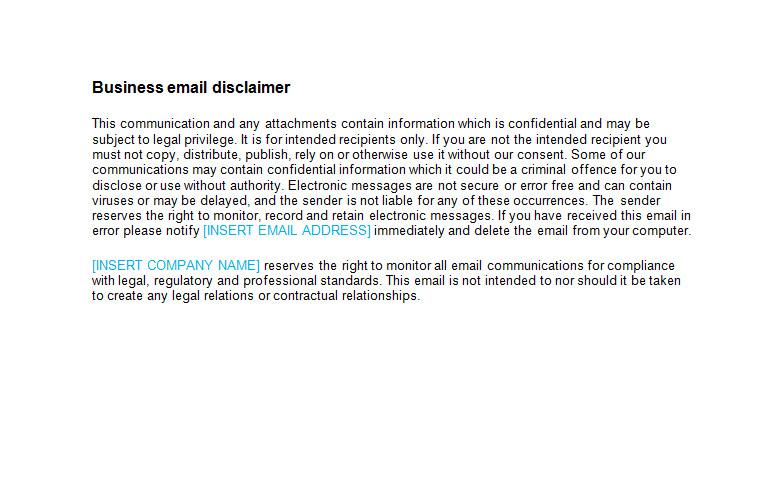 Free Email Disclaimer Template Email Disclaimer Template Bizorb