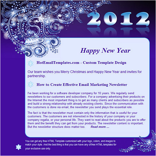 Free HTML Email Template Happy New Year Happy New 2012 Year Free HTML E Mail Templates