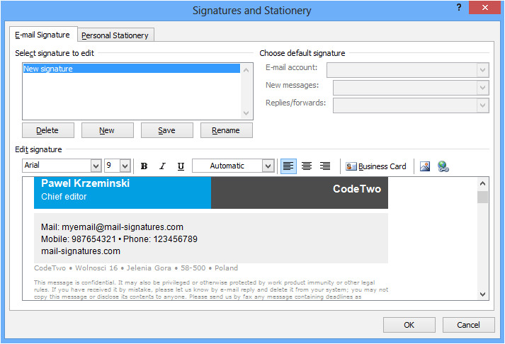 Free Microsoft Outlook Email Templates HTML Email Signature Setup In Outlook 2007