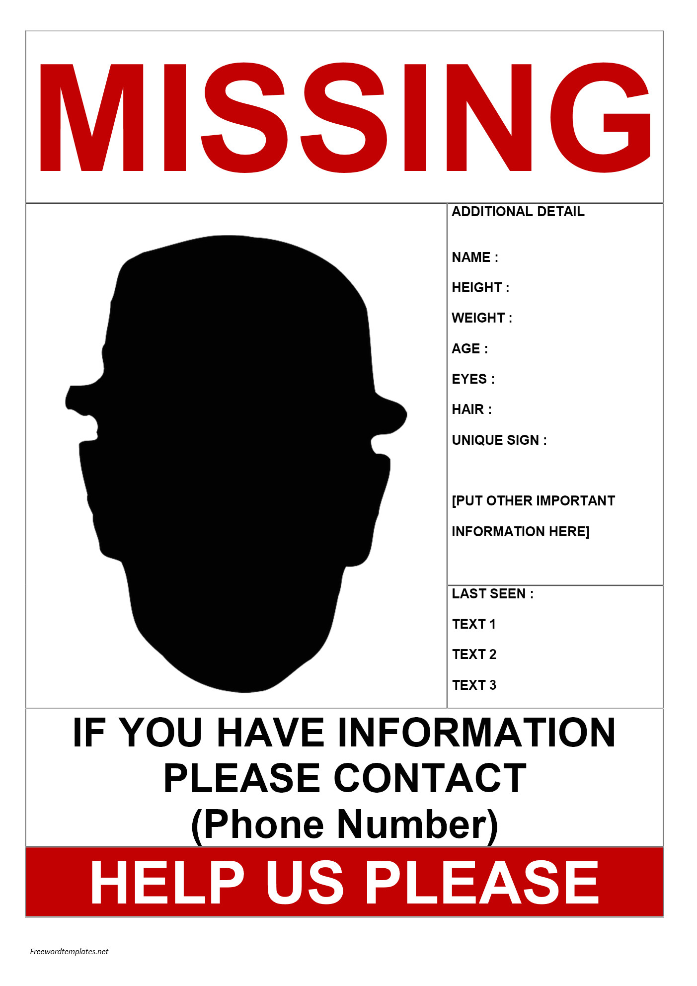 Free Missing Person Flyer Template Missing Person Poster Template