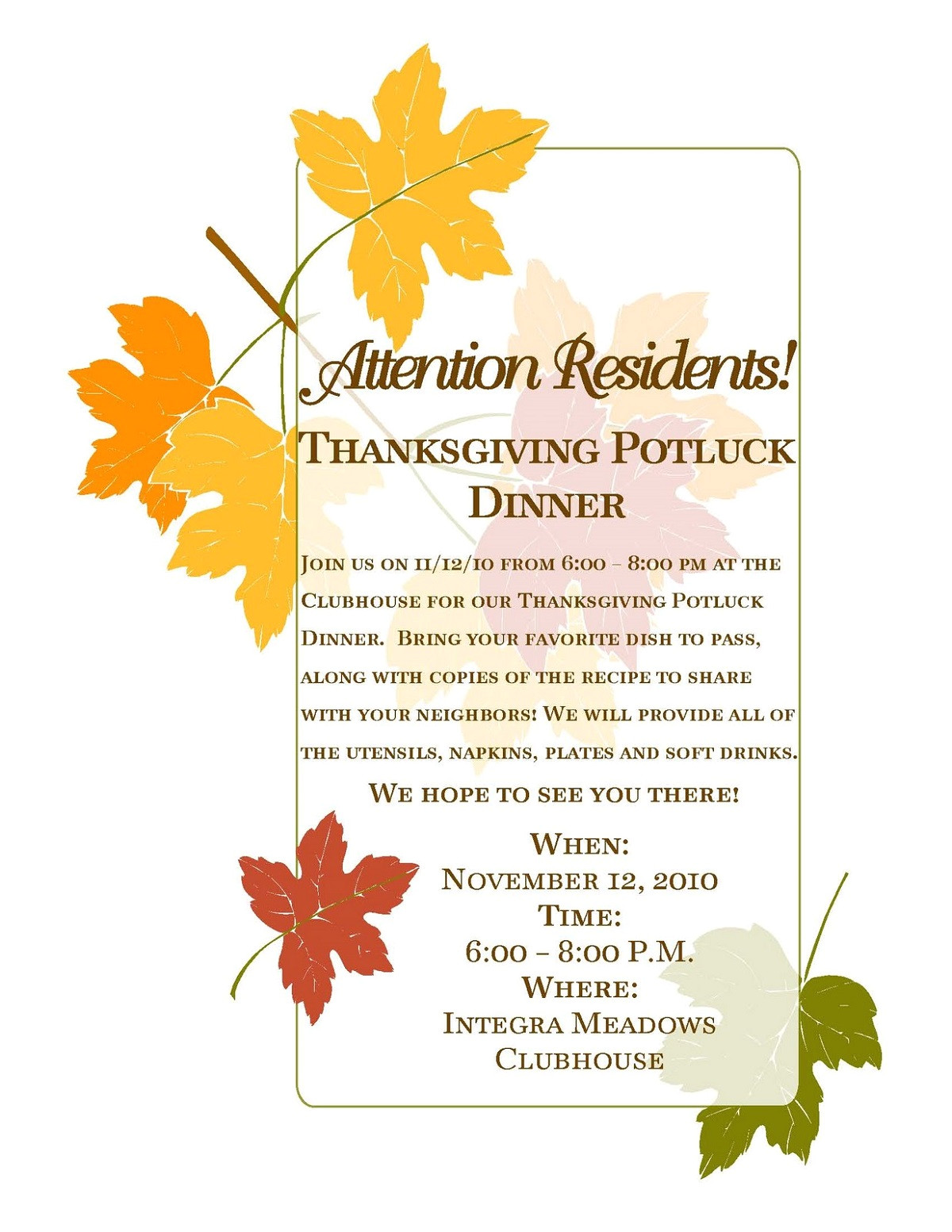 Free Thanksgiving Potluck Flyer Templates Potluck Flyer Template Free Printable Loving Printable