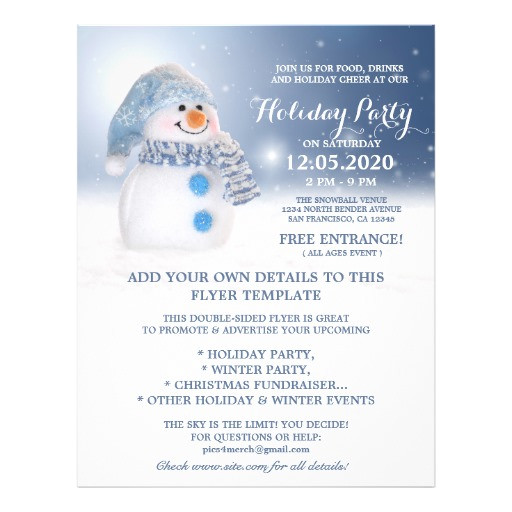 Free Winter Holiday Flyer Templates Snowman Flyer Template Winter and Holiday Party Zazzle
