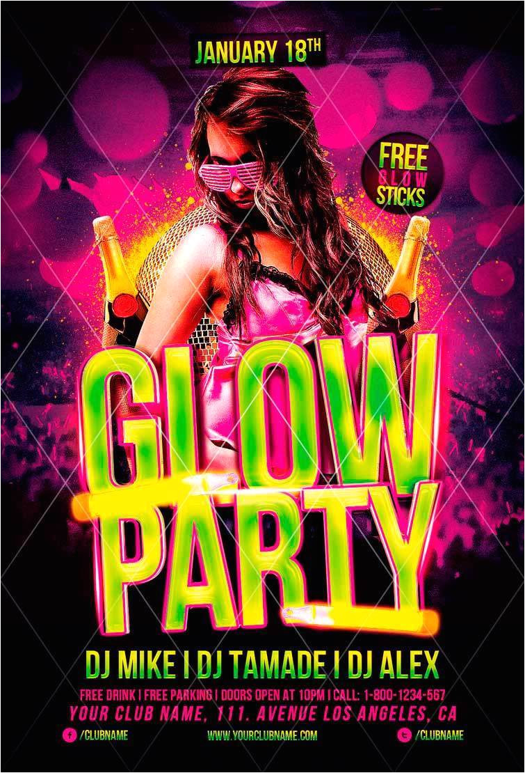 Glow Party Flyer Template Free Glow Party Flyer Template
