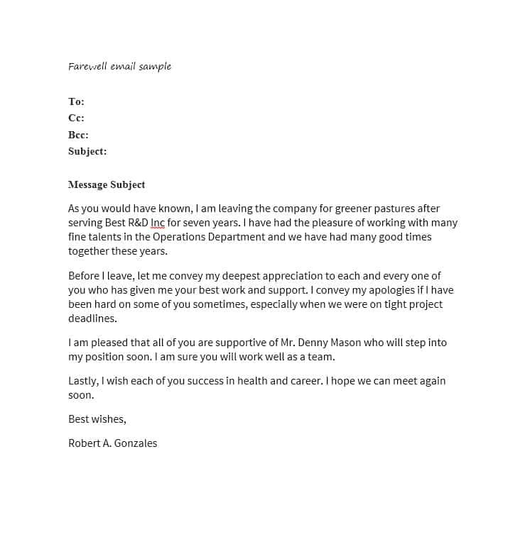 Goodbye Work Email Template 40 Farewell Email Templates to Coworkers ᐅ Template Lab