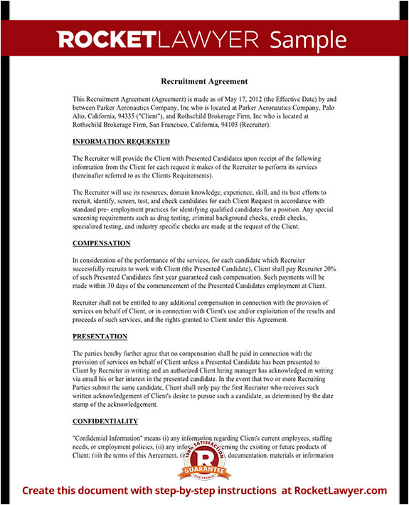Headhunter Contract Template Recruiter Agreement Recruitment Contract Agreement