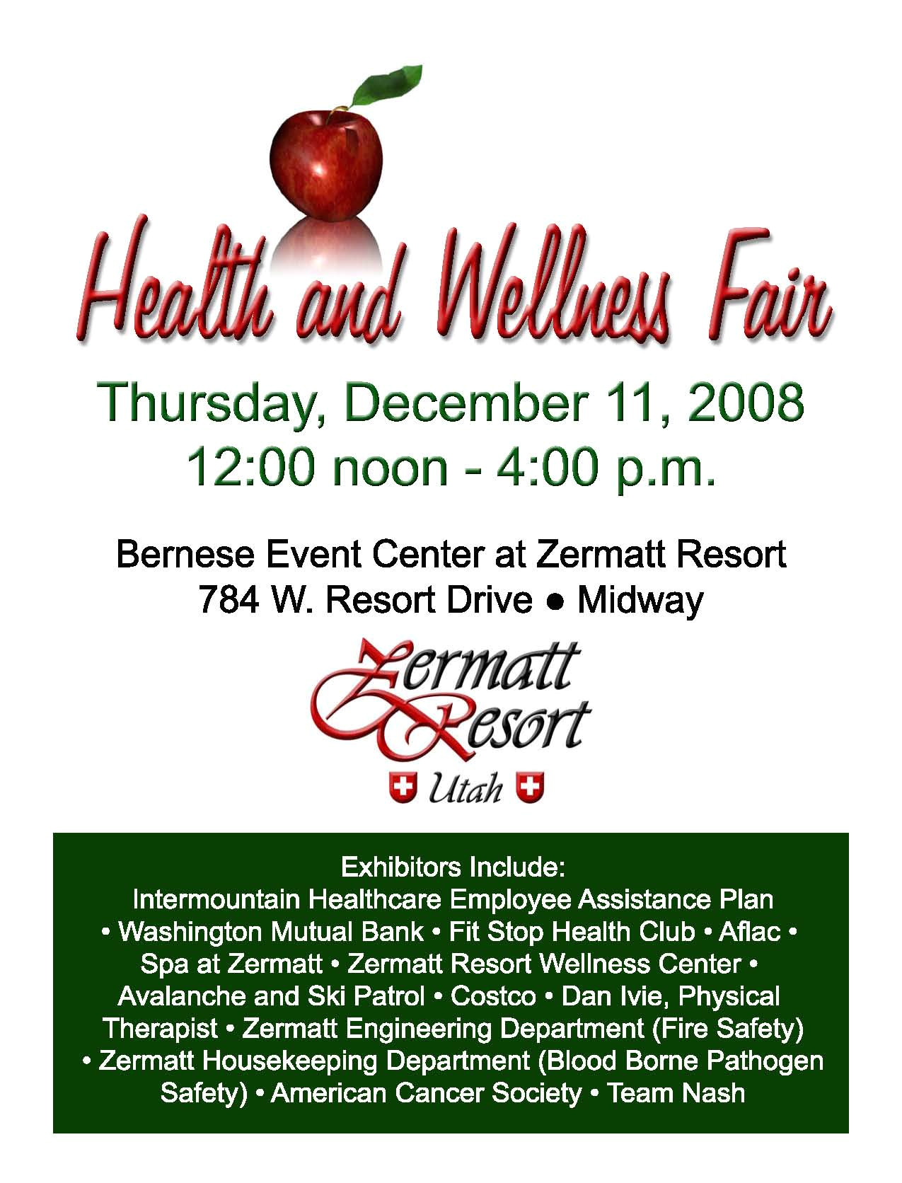 health and wellness fair at zermatt resort