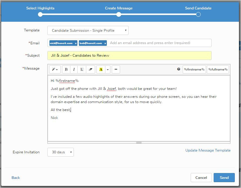 Hiring Email Template How to Submit Candidates to Hiring Managers Honeit