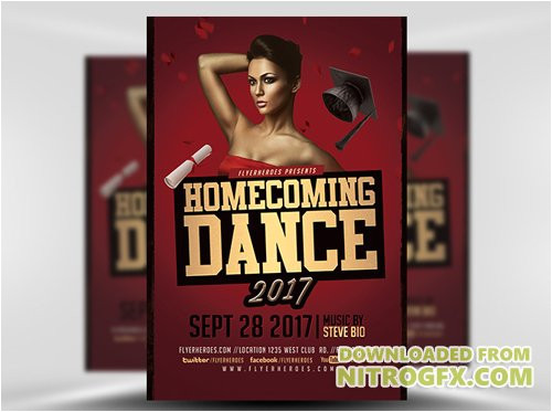 Homecoming Flyer Template Flyer Template Homecoming Dance 2017 2 Nitrogfx
