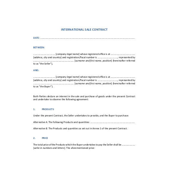 International Trade Contract Template Sales Agreement Template 22 Word Pdf Google Docs