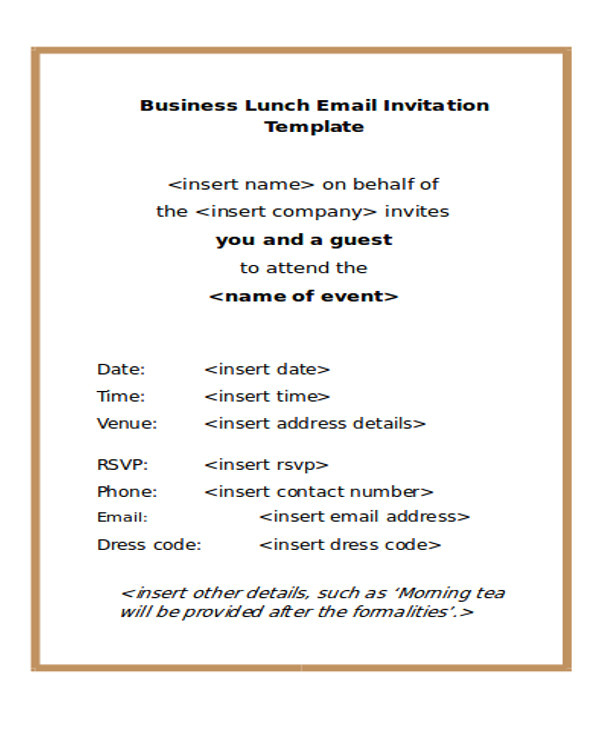 Lunch Invitation Email Template 9 Business E Mail Invitation Templates Word Pdf Psd