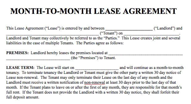 Month to Month Rental Contract Template Basic Rental Agreement In A Word Document for Free