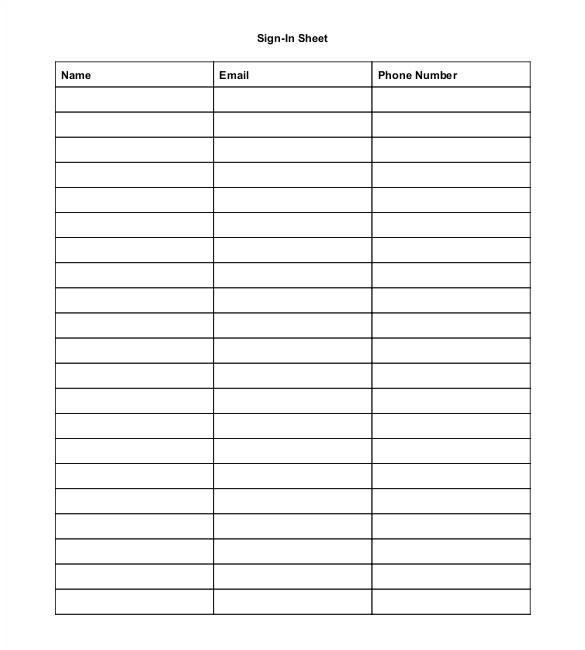 Name and Email Template 75 Sign In Sheet Templates Doc Pdf Free Premium