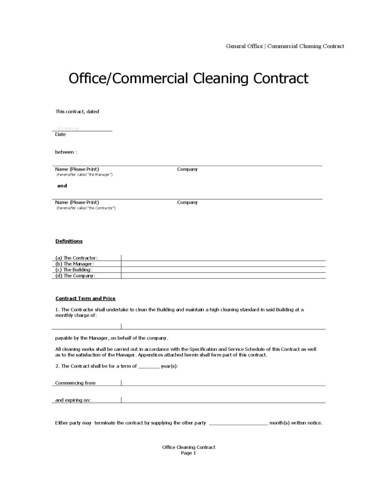 Office Cleaning Contract Template Cleaning Contract Template 3 Free Templates In Pdf Word