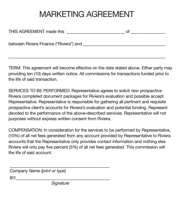Online Marketing Contract Template Marketing Agreement Template 30 Download Free Documents