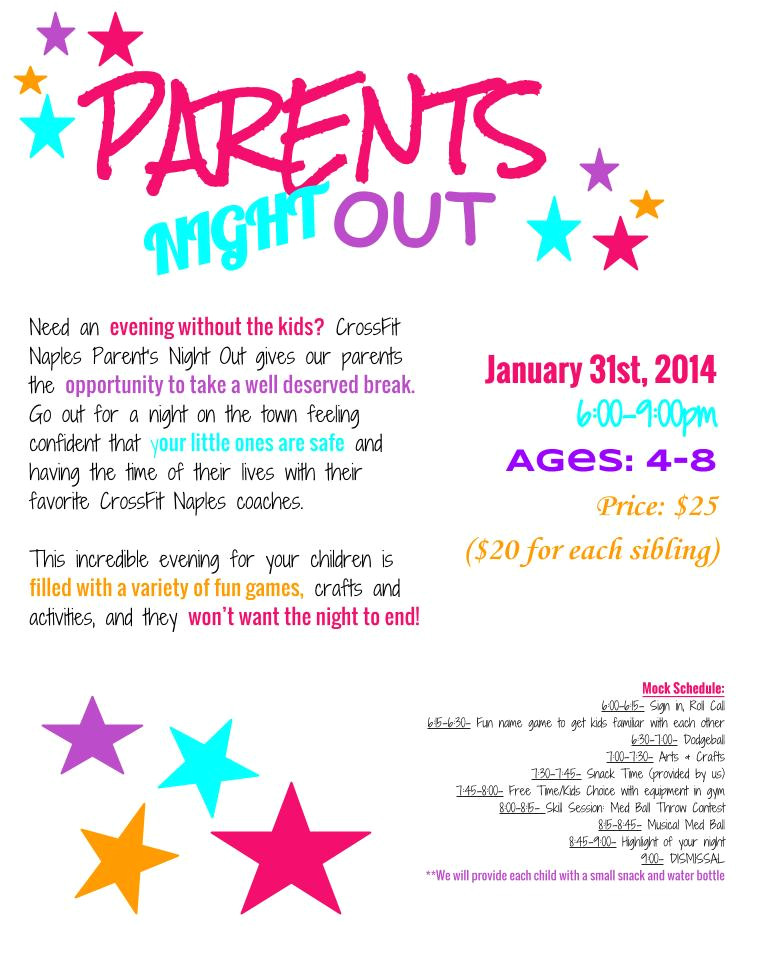Parents Night Out Flyer Template Free Parents Night Out Naples Strength Conditioning