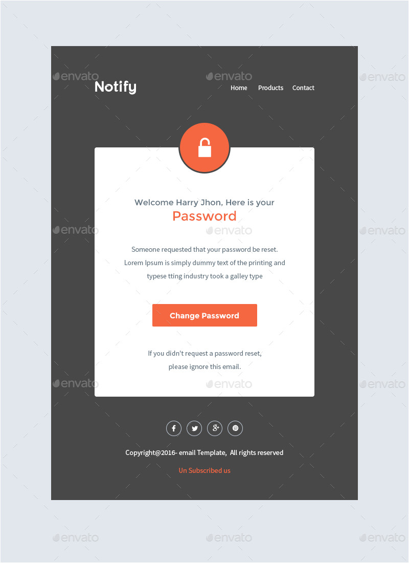 Password Reset Notification Email Template Notify Notification Email Template Psd by