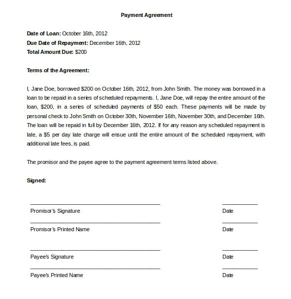 Payment Contract Template Payment Plan Agreement Template 12 Free Word Pdf