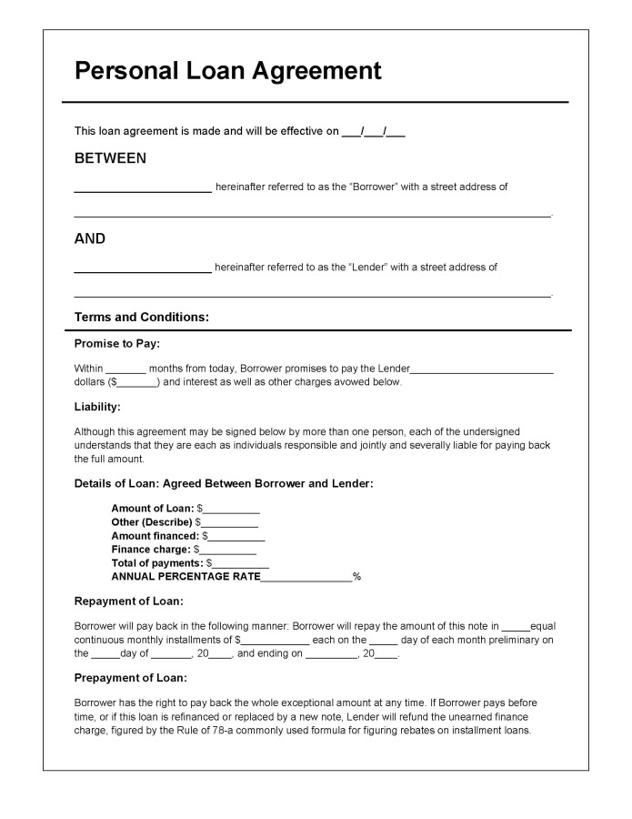 Personal Loan Repayment Contract Template Download Personal Loan Agreement Template Pdf Rtf
