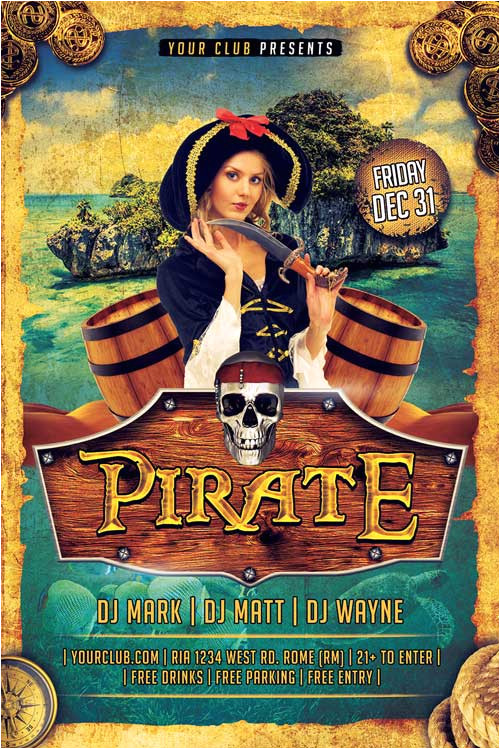 Pirate Flyer Template Free Pirate Party Flyer Template Psd Xtremeflyers