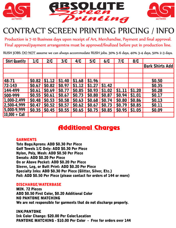 Printing Contract Template Absolute Screen Printing Buy Customized T Shirts Online