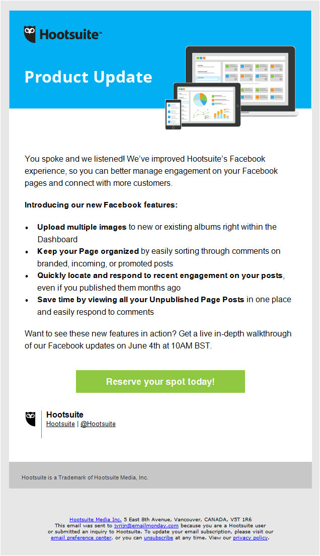 Product Update Email Template Hootsuite Product Update Launch Email Email Newsletter