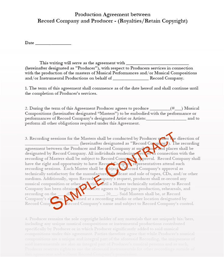 Record Producer Contract Template Music Producer Contract Templates Music Production