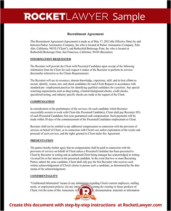 Recruiter Contract Template Recruiter Agreement Recruitment Contract Agreement