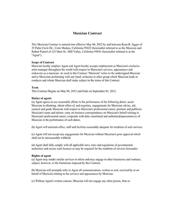 Reservation Contract Template 8 Booking Agent Contract Templates Free Word Pdf