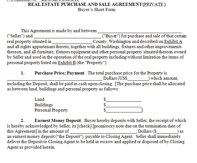 Sale Of House Contract Template House for Sale Contract