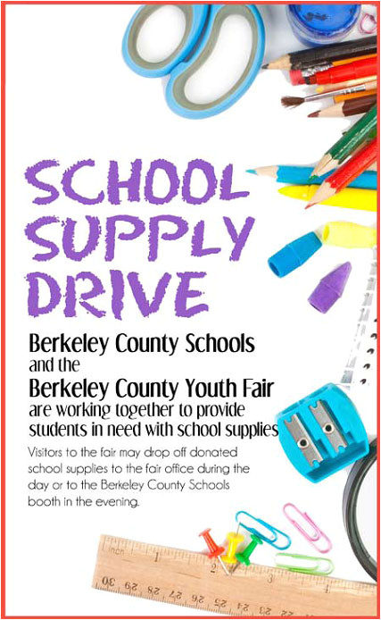 School Supply Drive Flyer Template Free School Supply Drive Berkeley County Youth Fair