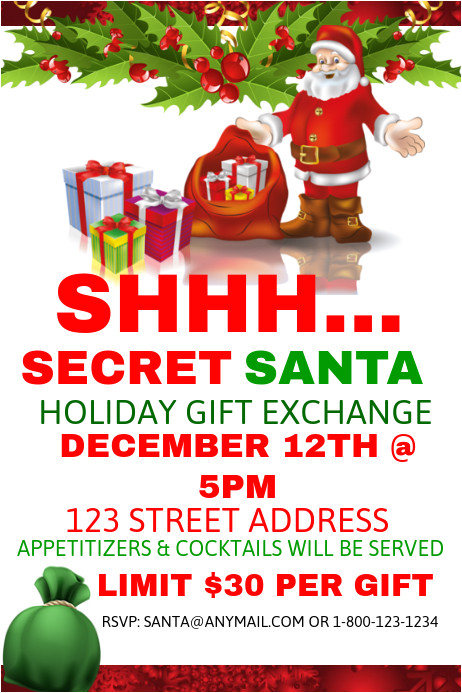 Secret Santa Flyer Templates Secret Santa Holiday Gift Exchange Postermywall