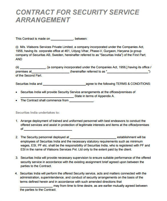 Security Company Contract Template 14 Security Contract Templates Word Pdf Apple Pages