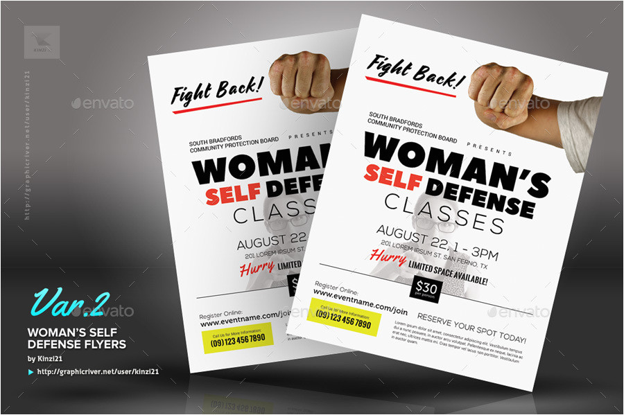 Self Defense Flyer Template Woman 39 S Self Defense Flyer Templates by Kinzi21 Graphicriver