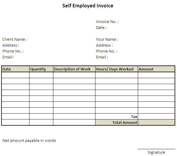 Self Employed Carer Contract Template 11 Self Employed Invoice Template Uk 7 Invoice Invoice