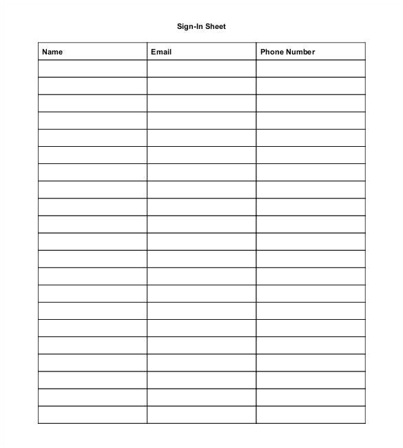 Sign Up Sheet Template with Name Email and Phone Number Sign Up Sheet Template Name Email Phone Number Charlotte