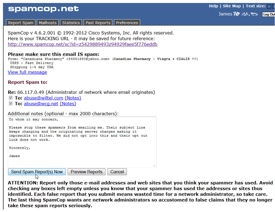 Spam Email Template Using Spamcop to Stop Spam Emails Web Hosting Hub
