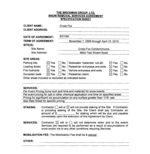 Spokesperson Contract Template 20 Snow Plowing Contract Templates Google Docs Pdf