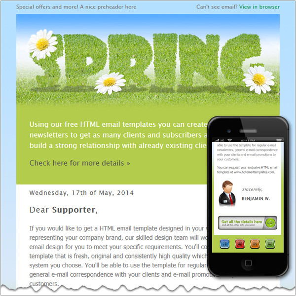 Spring Email Template Example Spring Free HTML E Mail Templates
