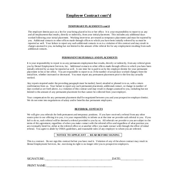 Staff Contracts Template 32 Employment Agreement Templates Free Word Pdf format