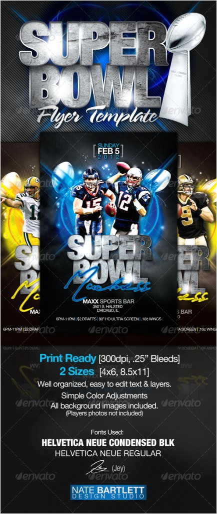 Super Bowl Party Flyer Template Super Bowl Flyer Template Print Ad Templates