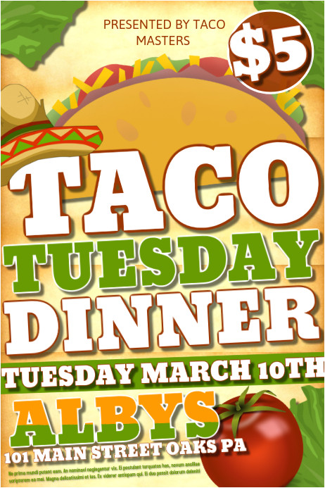 Taco Flyer Template Taco Tuesday Template Postermywall