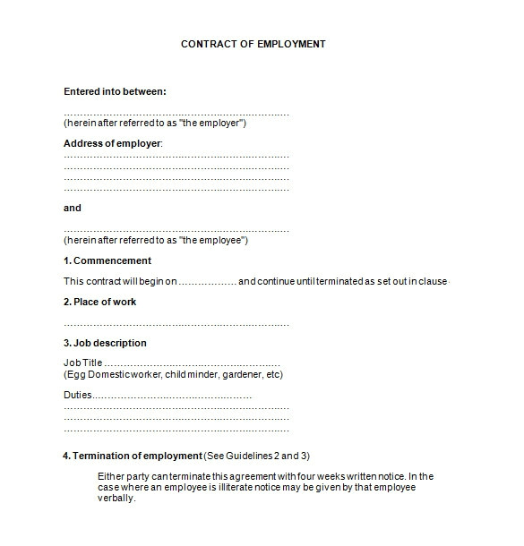 job contract template