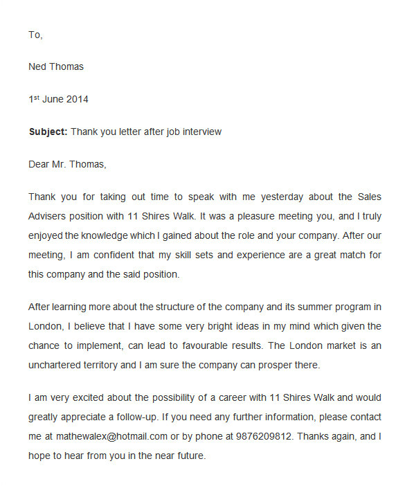 Thank You for Applying Email Template 8 Thank You Email Template after Interview Doc Pdf