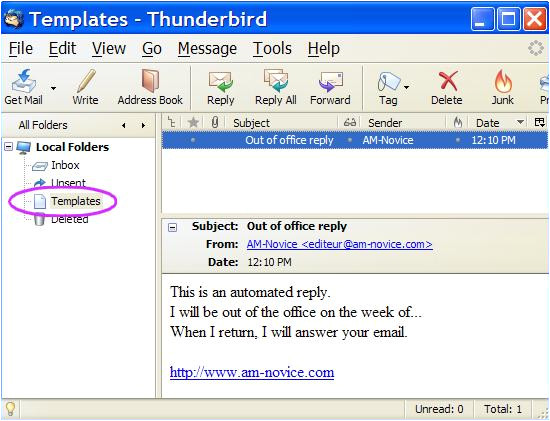 Thunderbird Email Template Out Of Office Reply with Thunderbird