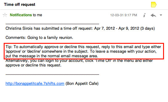 Time Off Email Template Approve Requests From Your Email 7shifts