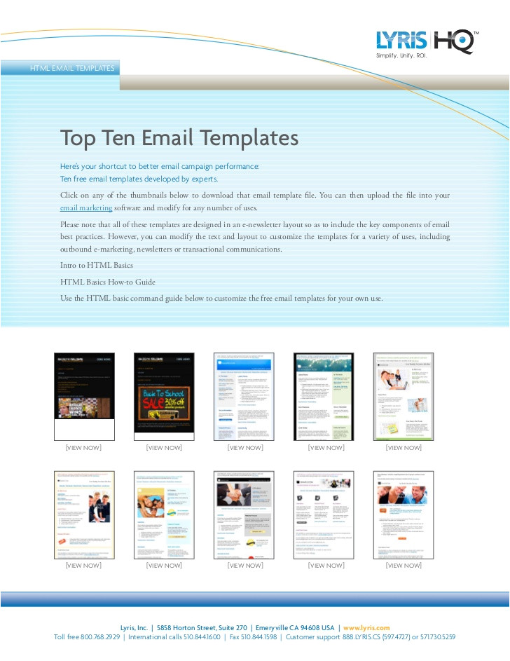 Top 10 Email Templates top Ten Email Templates Lyris