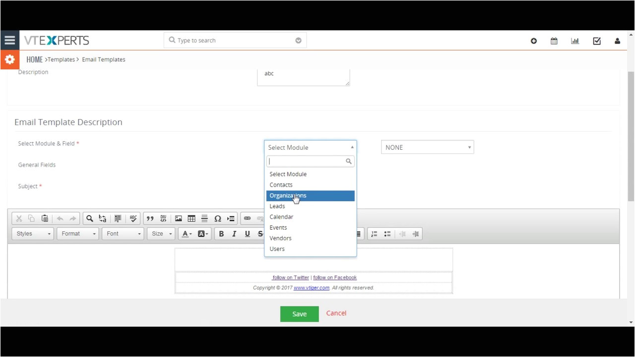 Vtiger Email Templates Vtiger 7 Creating Using Email Templates Youtube